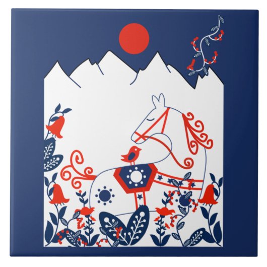 スウェーデン語とフィニッシュフォークアート タイル (正面)