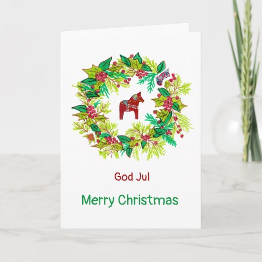 スウェーデン語と英語のクリスマスカード シーズンカード (正面)