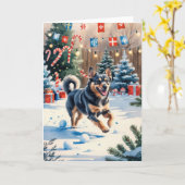 スウェーデン語バルフンド犬クリスマスグリーティングカード カード (黄色い花)