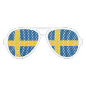 スウェーデン語プライドパーティーシェード |スウェーデン国旗 アビエーターサングラス (正面)