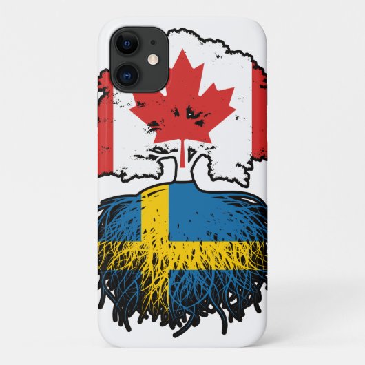 スウェーデン語（カナダ）ツリールーツ国旗 Case-Mate iPhoneケース (裏面)