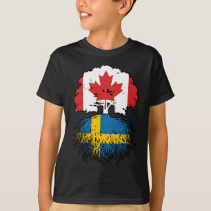 スウェーデン語(カナダ)ツリールーツ国旗 Tシャツ