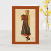 スウェーデン遊ガールAccordion カード (黄色い花)