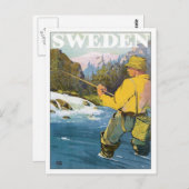 スウェーデン魚釣り ポストカード (正面/裏面)