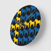 スウェーデン黒いDalaの旗 ラウンド壁時計 (傾斜)