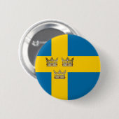 スウェーデン3クラウン付きスウェーデン国旗と追加 缶バッジ (正面&裏面)