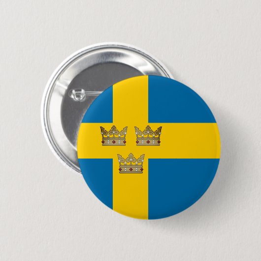 スウェーデン3クラウン付きスウェーデン国旗と追加 缶バッジ (正面&裏面)