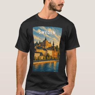 スウェーデン イラスト 旅行 アート ヴィンテージ Tシャツ