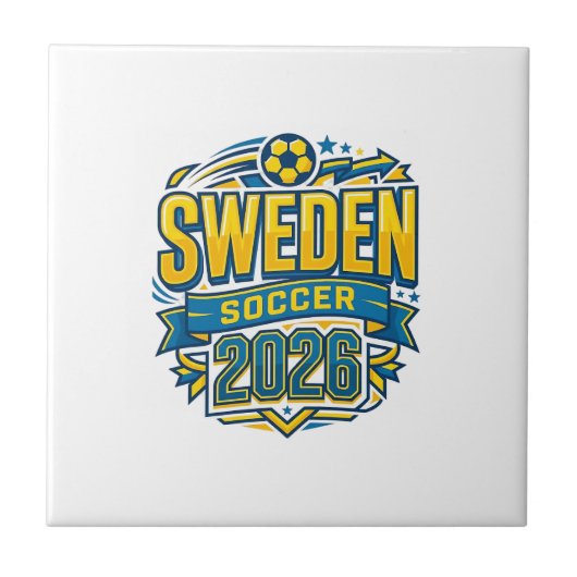 スウェーデン サッカー 2026 サッカー 太字 国 タイポグラフィ タイル (正面)