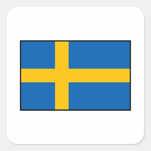 スウェーデン – スウェーデン国旗 スクエアシール (正面)