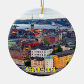 スウェーデン – ストックホルムの美しいクリスマス装飾品 セラミックオーナメント (正面)