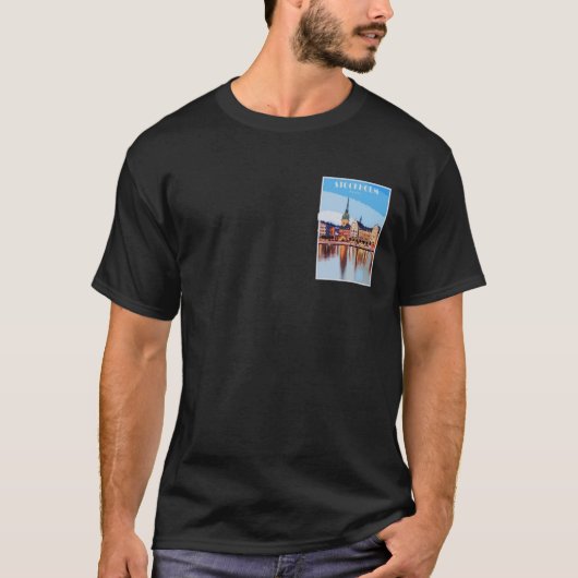 スウェーデン ストックホルム旅行ポスター Tシャツ (正面)