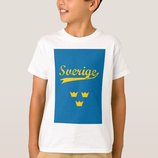 スウェーデン、スベージュ、3クラウン Tシャツ (正面)