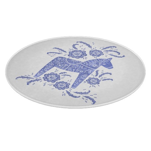 スウェーデン・ダラの馬の青と白の切断板 カッティングボード (角)