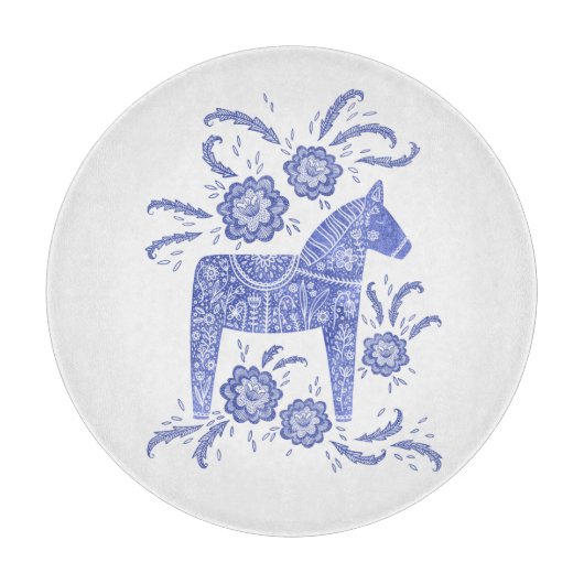 スウェーデン・ダラの馬の青と白の切断板 カッティングボード (正面)