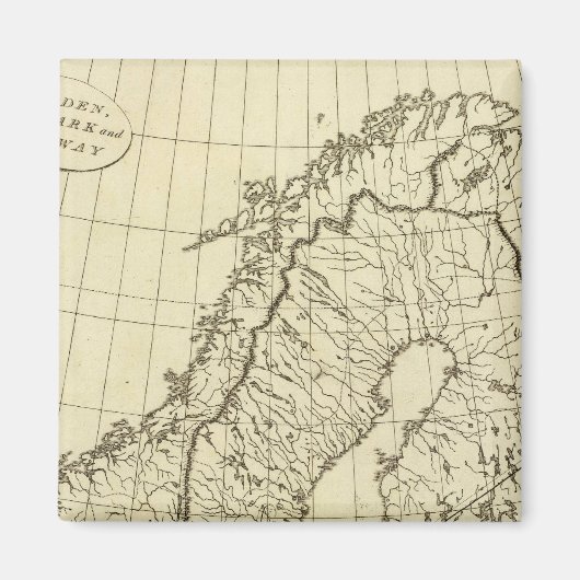 スウェーデン、デンマーク、ノルウェーのアウトライン マグネット (正面)