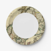 スウェーデン、デンマーク、ノルウェーの境界線の輪郭 ペーパープレート (正面)