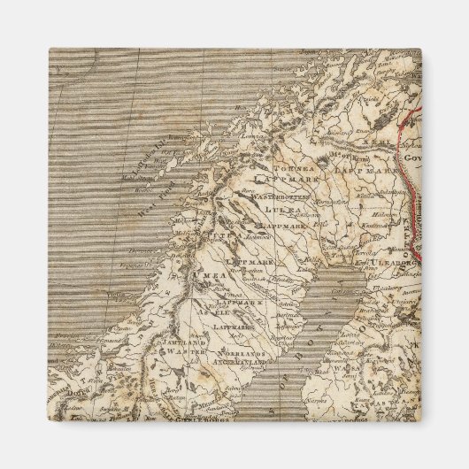 スウェーデン、ノルウェーの地図(Arrowsmith) マグネット (正面)