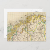 スウェーデン、ノルウェー地図 ポストカード (正面/裏面)