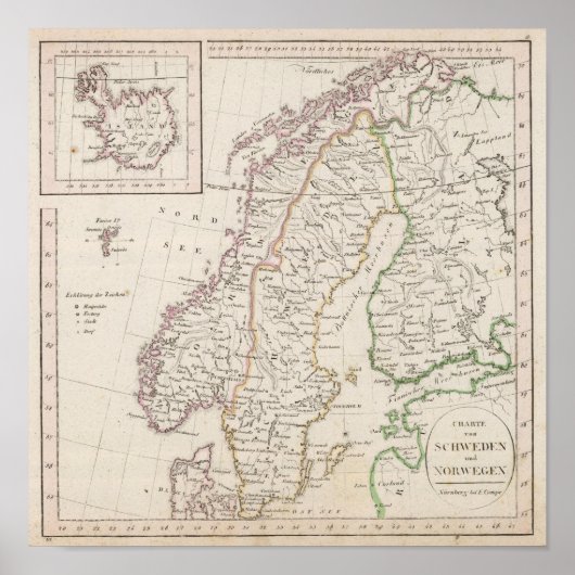 スウェーデン、ノルウェー、アイスランド ポスター (正面)