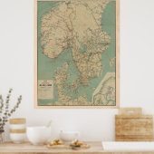 スウェーデン、ノルウェー、デンマークのヴィンテージの地図(1897年) ポスター (キッチン)