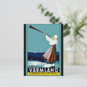 スウェーデン，ビンテージ旅行ポスター ポストカード (スタンド正面)