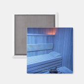 スウェーデン、ブルーライトのサウナ。 マグネット (正面/裏面)