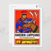 スウェーデン，ラッランド，郵便コーチ，ヴィンテージ，旅行 ポストカード (正面/裏面)