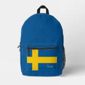 スウェーデン，リュックサック，スウェーデン国旗/愛国心 プリントバックパック (正面)