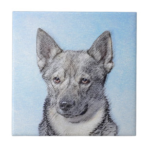 スウェーデン・ヴァルフントの絵画 - かわいいオリジナルドッグアート タイル