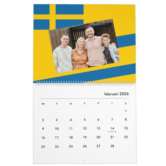 スウェーデン | 写真の追加スウェーデン国旗2025 カレンダー (2月 2026)