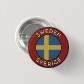 スウェーデン Sverige 缶バッジ (正面&裏面)