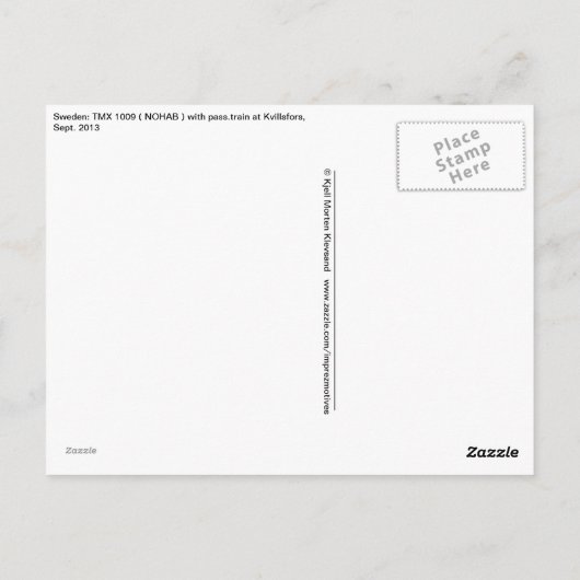 スウェーデン： TMX 1009 ( NOHAB ) at Kvillsfors ポストカード (裏面)