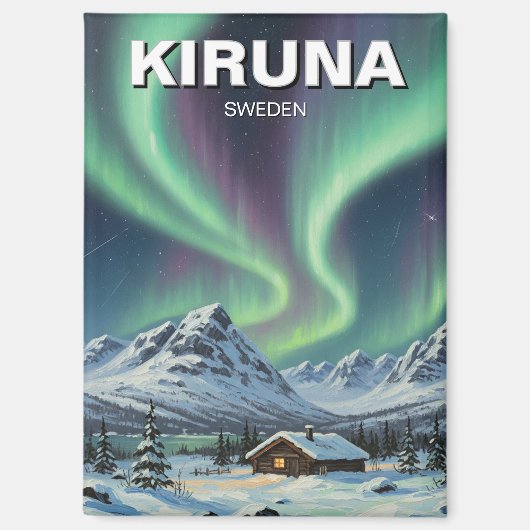 スウェーデンKiruna Aurora Northern Lights マグネット (正面)