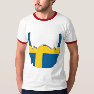 スウェーデンSverigeの旗のスウェーデンのバイキングのヘルメットの旗 Tシャツ