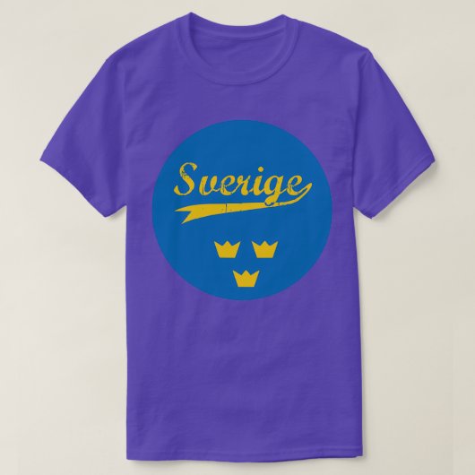 スウェーデンSverige 3クラウンズ黒bg Tシャツ (デザイン正面)