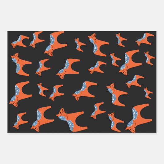 スウェーデ伝統的ンダラホース ラッピングペーパーシート (正面)