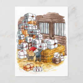 スウェーデ伝統的ントムテンクリスマスウォーター色 シーズンポストカード