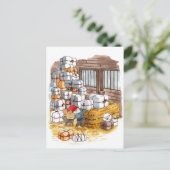 スウェーデ伝統的ントムテンクリスマスウォーター色 シーズンポストカード (スタンド正面)