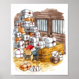 スウェーデ伝統的ントムテンクリスマスウォーター色 ポスター