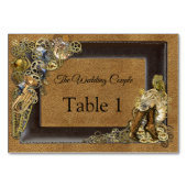 スウェードのテーブルカード(蒸気パンクのウェディング) テーブルナンバー (正面)