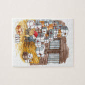 スウェ伝統的ーデントムテンクリスマス水彩  ジグソーパズル (横)