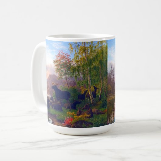 スウェ威厳のあるーデンの秋の風景のキャンプでムース コーヒーマグカップ (正面左)