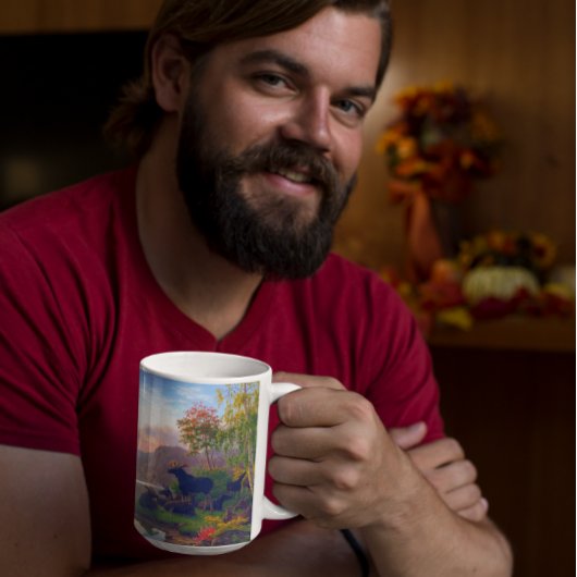 スウェ威厳のあるーデンの秋の風景のキャンプでムース コーヒーマグカップ