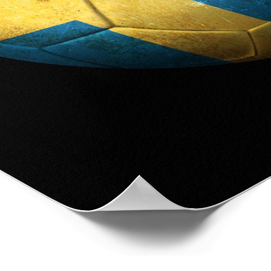 スウェ擦り切れたーデン国旗のサッカーボール ポスター (角)