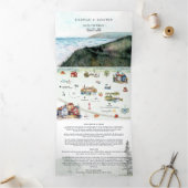 スウェ結婚ーデン図解入りの、写真付きのの地図 三つ折り招待状 (内部)