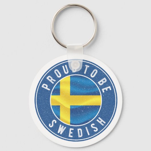 スウェ誇りを持ったーデン国旗Tシャツのトラック運転手ハット・ブット キーホルダー (正面)