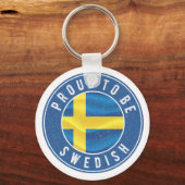 スウェ誇りを持ったーデン国旗Tシャツのトラック運転手ハット・ブット キーホルダー (正面)