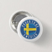 スウェ誇りを持ったーデン国旗Tシャツトラッカーハット 缶バッジ (正面&裏面)