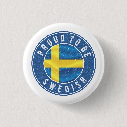 スウェ誇りを持ったーデン国旗Tシャツトラッカーハット 缶バッジ (正面)